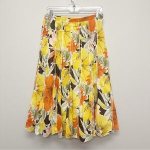 Coldwater Creek Womens PS Petite Small Floral Lined Midi Ruffle Skirt